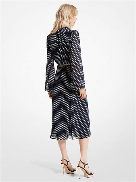 michael kors polka dot dress|Michael Kors Collection Polka Dot Long Sleeve Midi Shirtdress.